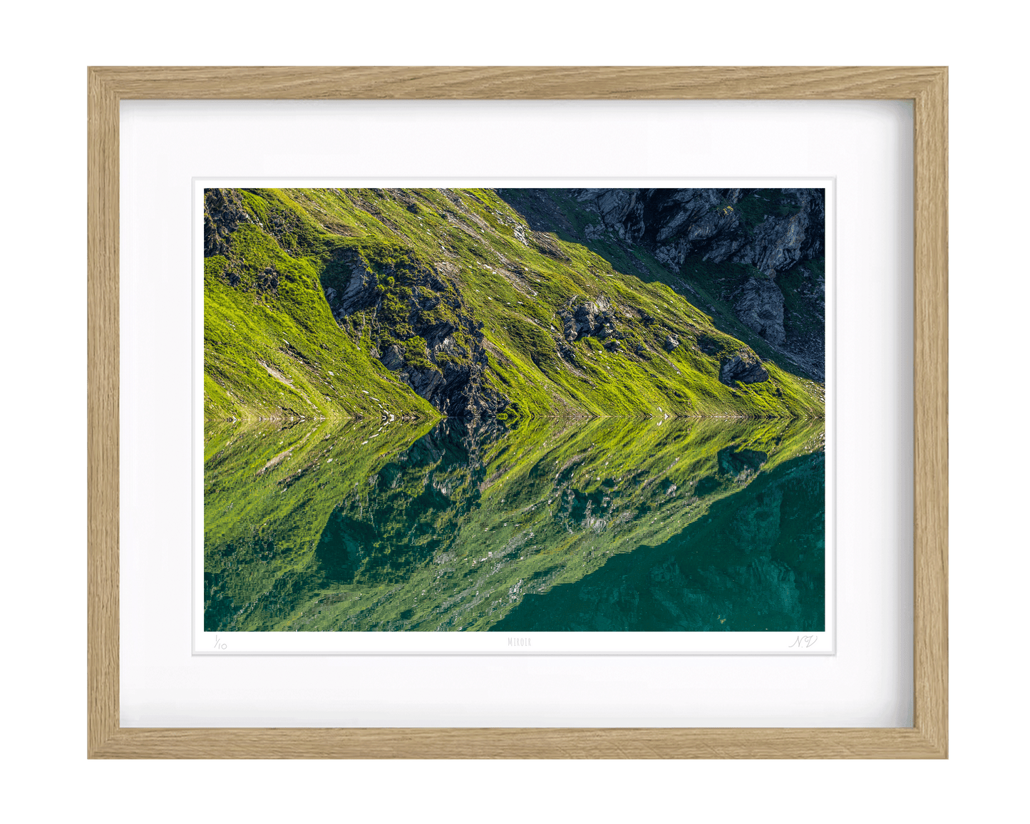 Miroir — A3 — cadre chêne